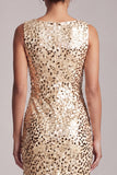 Sparkly Champagne Mermaid Boat Neck Long Mother Of the Bride Dress with Sequins