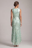 Sparkly Champagne Mermaid Boat Neck Long Mother Of the Bride Dress with Sequins