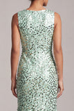 Sparkly Champagne Mermaid Boat Neck Long Mother Of the Bride Dress with Sequins