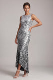 Sparkly Champagne Mermaid Boat Neck Long Mother Of the Bride Dress with Sequins