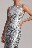 Sparkly Champagne Mermaid Boat Neck Long Mother Of the Bride Dress with Sequins