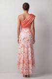 One Shoulder Mermaid Peach Sequins Asymmetrical Long  Mother Of the Bride Dress
