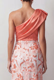 One Shoulder Mermaid Peach Sequins Asymmetrical Long  Mother Of the Bride Dress