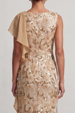Champagne Sequins Mermaid Long Mother Of the Bride Dress with Ruffles