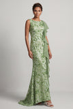 Champagne Sequins Mermaid Long Mother Of the Bride Dress with Ruffles