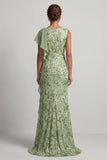 Champagne Sequins Mermaid Long Mother Of the Bride Dress with Ruffles