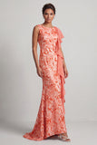Champagne Sequins Mermaid Long Mother Of the Bride Dress with Ruffles