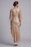 Champagne Mermaid Asymmetrical Sequins Mother Of the Bride Dress with Ruffles
