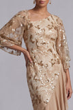 Champagne Mermaid Asymmetrical Sequins Mother Of the Bride Dress with Ruffles
