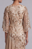 Champagne Mermaid Asymmetrical Sequins Mother Of the Bride Dress with Ruffles
