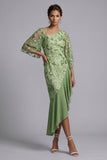 Champagne Mermaid Asymmetrical Sequins Mother Of the Bride Dress with Ruffles