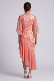 Champagne Mermaid Asymmetrical Sequins Mother Of the Bride Dress with Ruffles