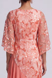 Champagne Mermaid Asymmetrical Sequins Mother Of the Bride Dress with Ruffles