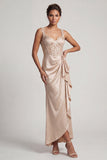 Grey Blue Corset Mermaid Ruched Sequins Long Mother Of the Bride Dress with Ruffles