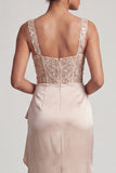 Grey Blue Corset Mermaid Ruched Sequins Long Mother Of the Bride Dress with Ruffles