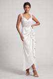 Grey Blue Corset Mermaid Ruched Sequins Long Mother Of the Bride Dress with Ruffles