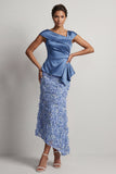 Dusty Sage Mermaid Asymmetrical Floral Midi Mother Of the Bride Dress with 3D Flowers