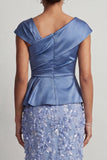Dusty Sage Mermaid Asymmetrical Floral Midi Mother Of the Bride Dress with 3D Flowers