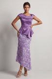 Dusty Sage Mermaid Asymmetrical Floral Midi Mother Of the Bride Dress with 3D Flowers