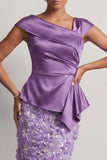 Dusty Sage Mermaid Asymmetrical Floral Midi Mother Of the Bride Dress with 3D Flowers