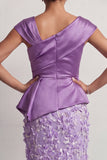 Dusty Sage Mermaid Asymmetrical Floral Midi Mother Of the Bride Dress with 3D Flowers