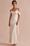 Light Champagne Cold Shoulder Ruched Mermaid Midi Dress