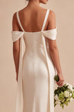 Light Champagne Cold Shoulder Ruched Mermaid Midi Dress