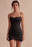 Bodycon Corset Spaghetti Straps Ruched Little White Dress