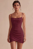 Bodycon Corset Spaghetti Straps Ruched Little White Dress