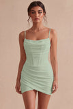 Bodycon Corset Spaghetti Straps Ruched Little White Dress