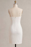 Bodycon Corset Spaghetti Straps Ruched Little White Dress