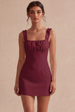 Square Neck Ruffled Bodycon Little White Dress