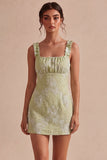 Square Neck Ruffled Bodycon Little White Dress