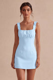 Square Neck Ruffled Bodycon Little White Dress