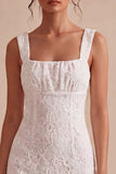Square Neck Ruffled Bodycon Little White Dress