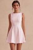 A-Line Bateau Neck Little White Dress
