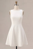 A-Line Bateau Neck Little White Dress