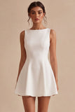 A-Line Bateau Neck Little White Dress