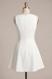 A-Line Bateau Neck Little White Dress