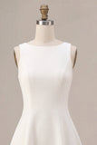 A-Line Bateau Neck Little White Dress
