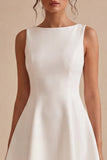 A-Line Bateau Neck Little White Dress