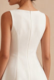 A-Line Bateau Neck Little White Dress