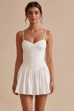 A-Line Spaghetti Straps Little White Dress