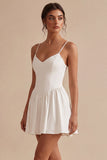 A-Line Spaghetti Straps Little White Dress