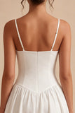 A-Line Spaghetti Straps Little White Dress