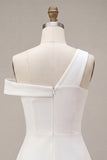 A-Line One Shoulder Little White Dress
