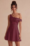 A-Line One Shoulder Little White Dress