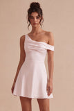 A-Line One Shoulder Little White Dress