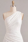 One Shoulder Lace Asymmetrical Bodycon Little White Dress