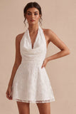Halter A-Line Elegant Little White Dress